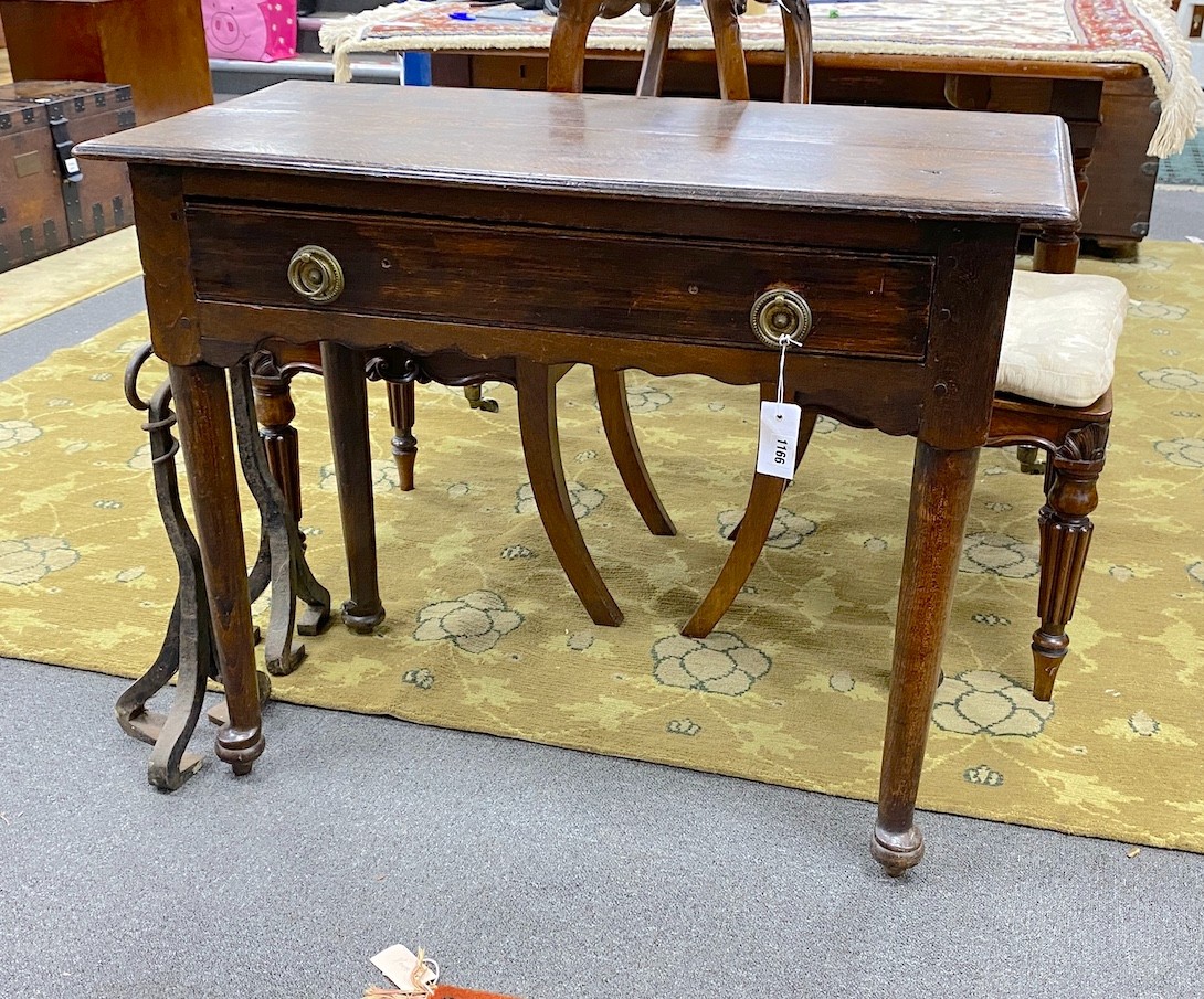 An 18th century Provincial oak side table, width 91cm, depth 45cm, height 72cm